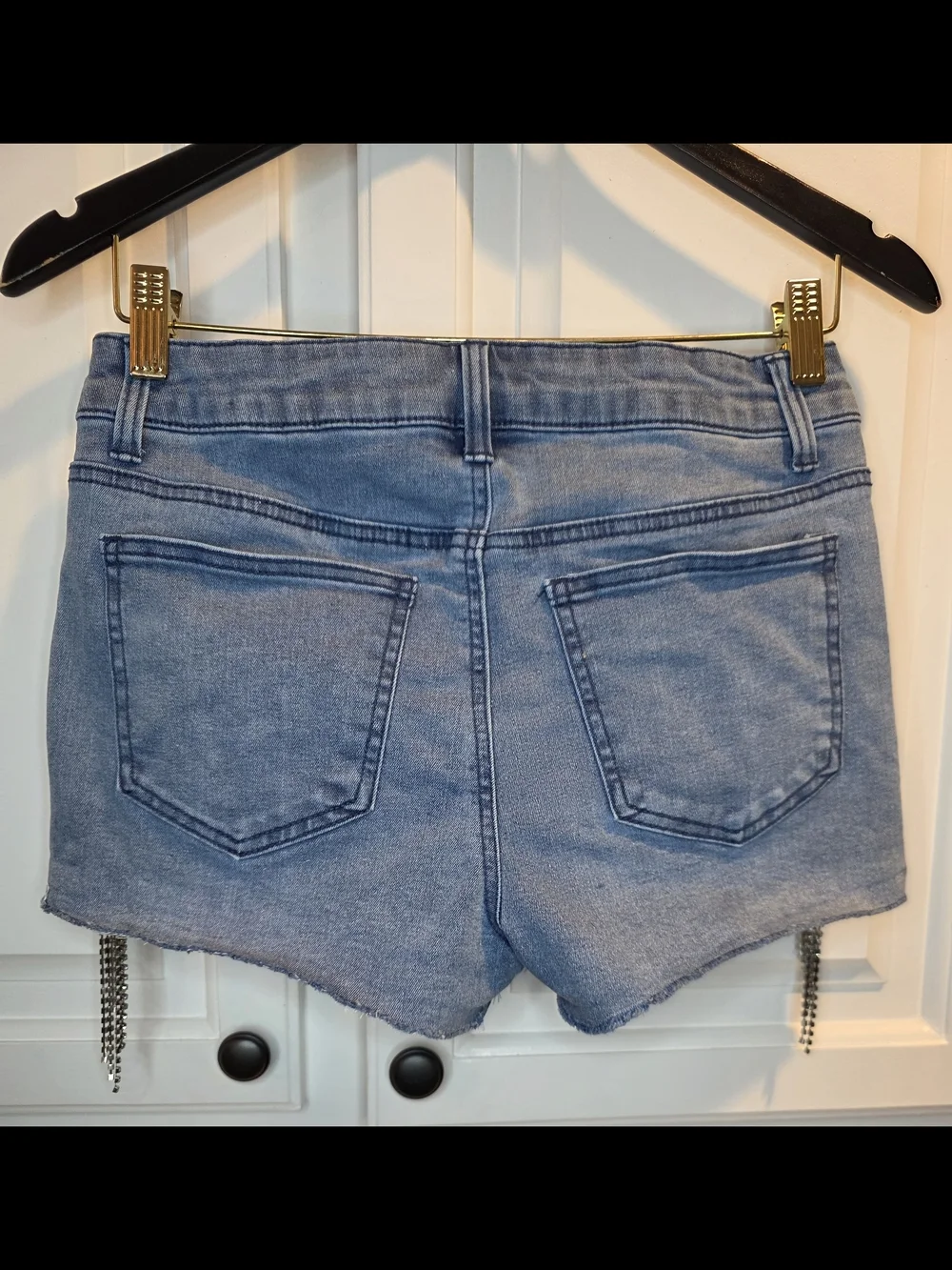 Forever 21 Light Blue Denim Shorts with Chain Fringe